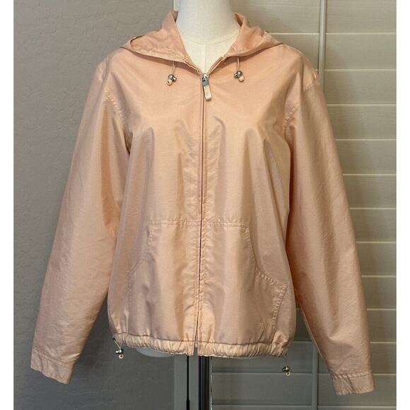 Liz Golf Jackets & Blazers - New LIZ GOLF Womens Size S Peach Cinch Waist Hooded Windbreaker Jacket